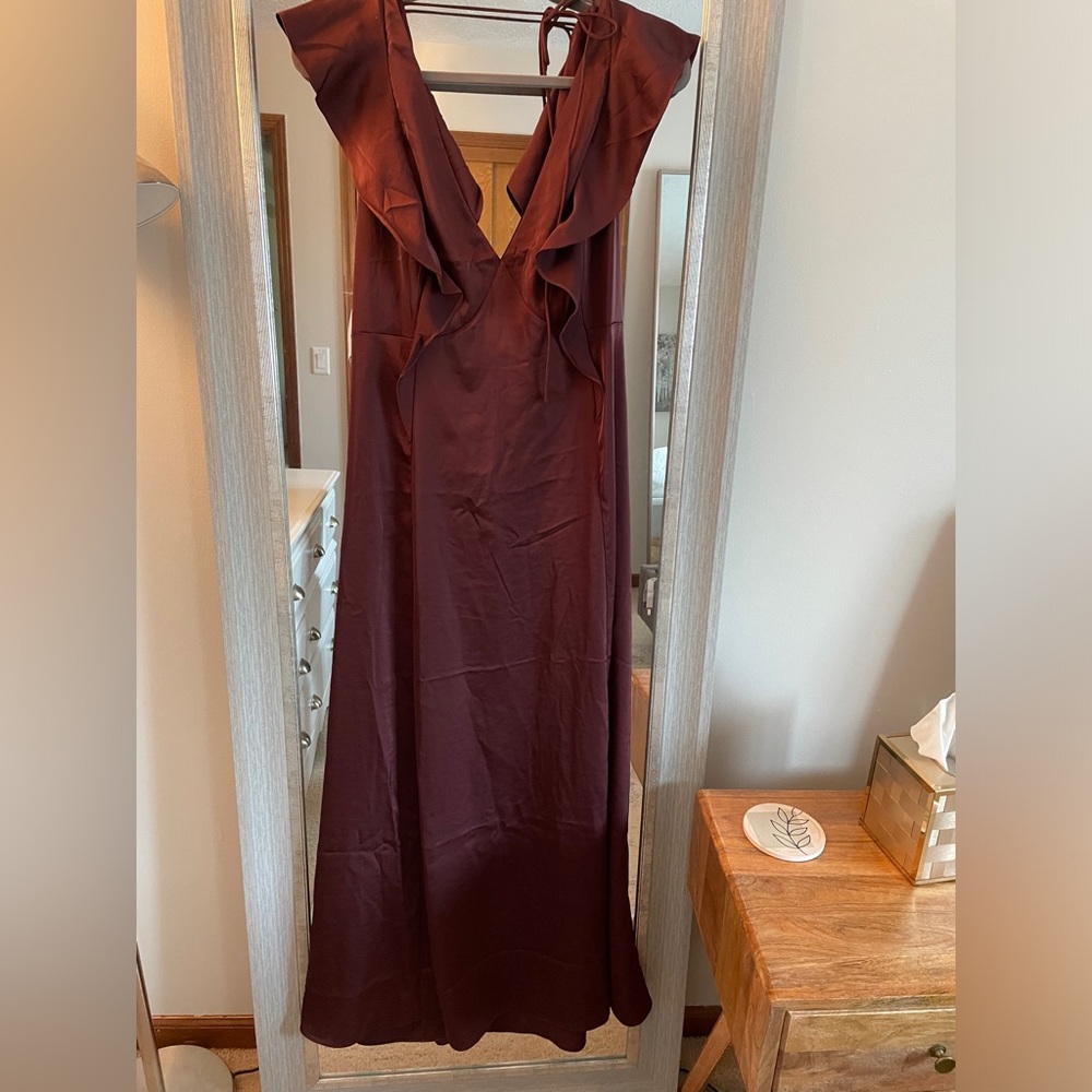 Deep plum satin maxi dress h&m sz L